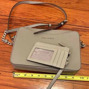 Michael Kors Light Gray Crossbody Bag with Card Holder